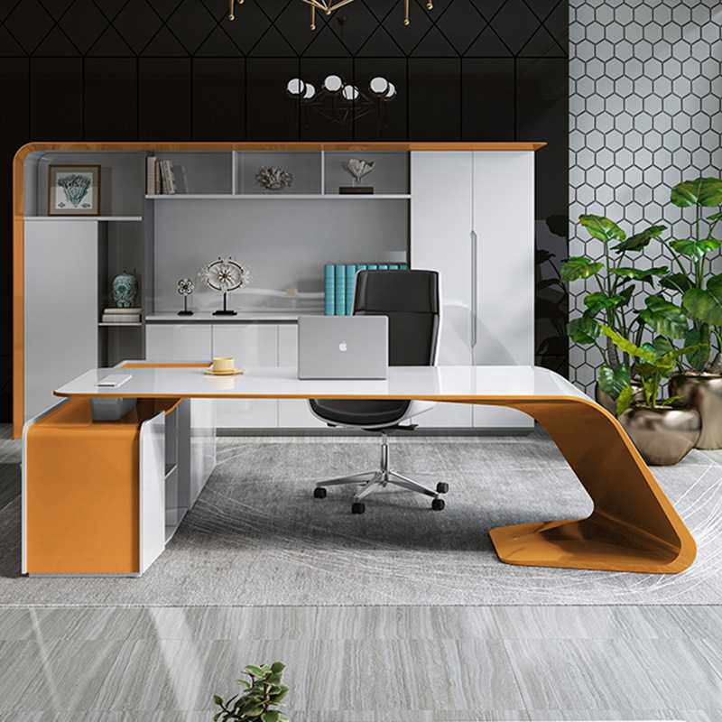 新款直销钢琴烤漆办公桌老板桌总裁桌多色创意时尚主管大班台桌椅