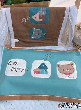 新款直销一对装八层纱布加厚枕巾可爱卡通枕头巾40*60cmAB面儿童