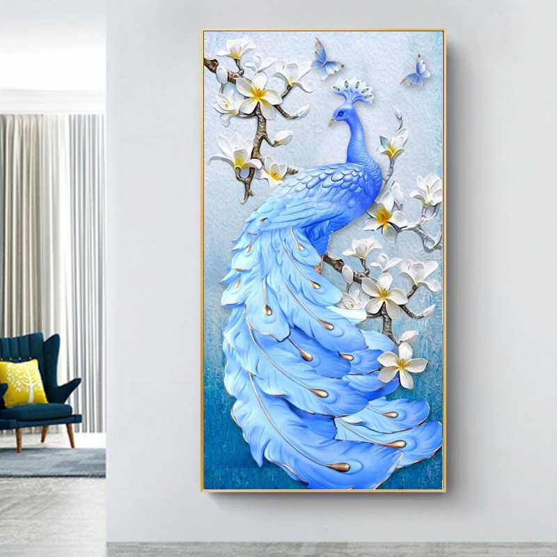 新款直销DIY钻石画 花开富贵玉兰孔雀 满钻全贴 客厅钻石绣 直销8