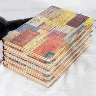 新款直销A5欧式复古简约笔记本彩页牛皮纸活页本插画邮戳手帐本牛