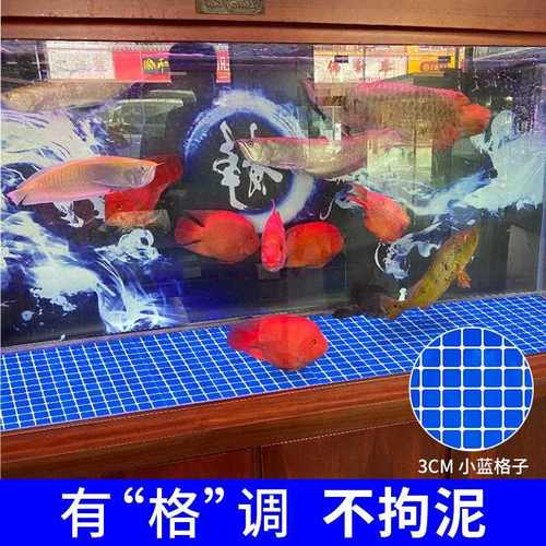 新款直销黑白蓝色格子鱼缸背景贴纸装饰造景玻璃贴膜自粘鱼缸贴纸