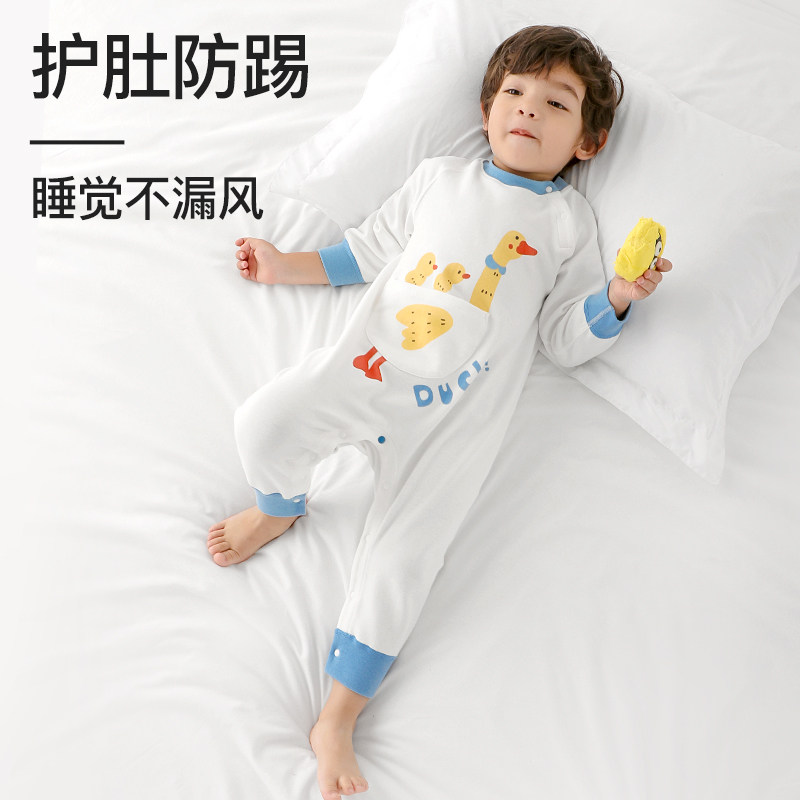 CHILDRENS ONE-PIECE PAJAMAS SPRING AND AUTUMN BABY ONE-PIECE BOYS COTTON SLEEPING BAGS GIRLS BABY ONESIES HOME AIR CONDITIONING CLOTHES