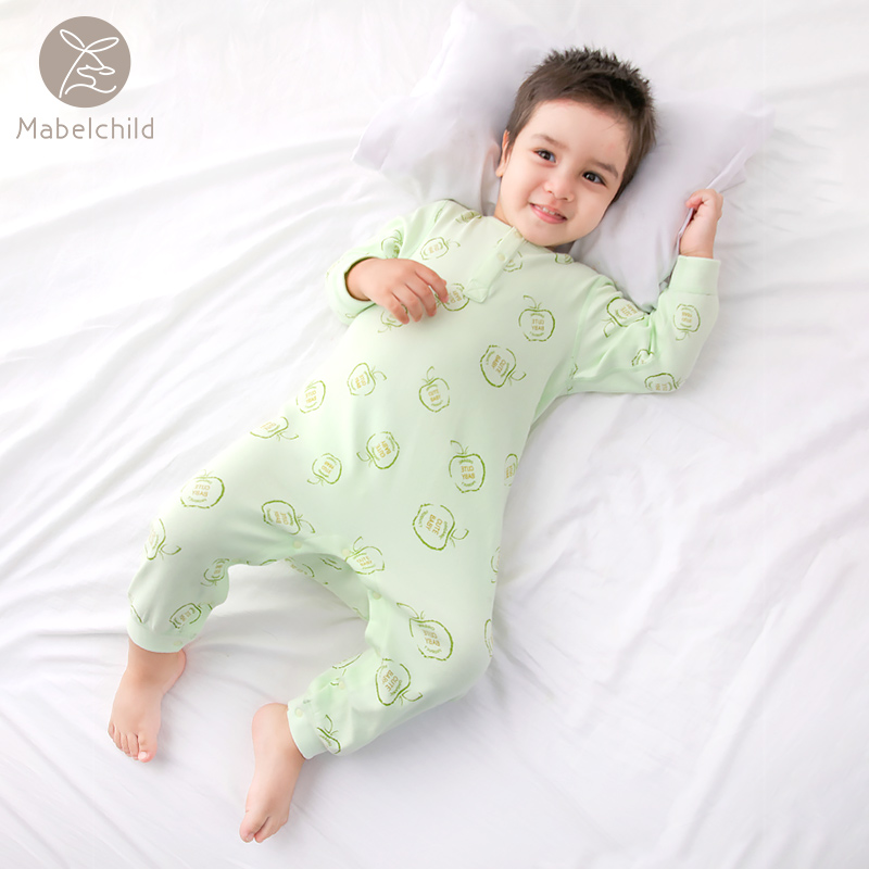 春秋薄款男女宝宝家居服连体睡衣