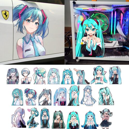 可爱二次元动漫初音未来遮划痕车门装饰车贴机箱电动车防水贴纸