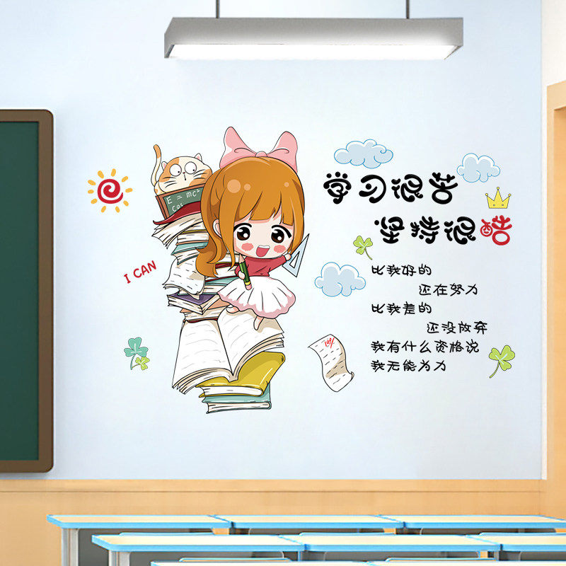 教育培训机构补习辅导班教室文化墙贴纸励志房间学习装饰壁纸自粘