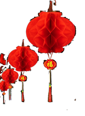 过年红灯笼蜂窝纸挂件