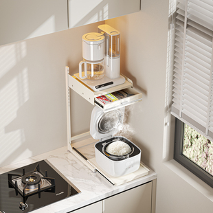 可调节厨房空气炸锅置物架分层放电饭煲架子家用电器热水壶收纳架