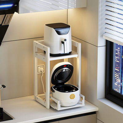 厨房置物架台面小型电饭煲架子可抽拉小尺寸放空气炸锅收纳架桌面