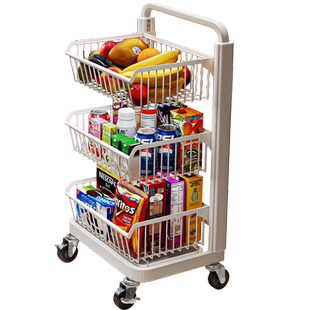 零食架子置物架客厅高颜值三层小推车可移动沙发旁放水果饮料收纳