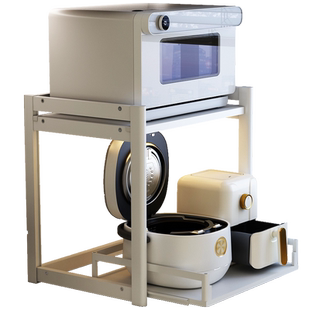 厨房微波炉置物架台面放电饭锅烤箱架子一体可抽拉灶台上方收纳架
