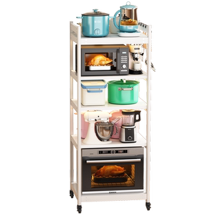 新款厨房置物架落地多层洗碗机上架子三层可移动微波炉收纳架加宽