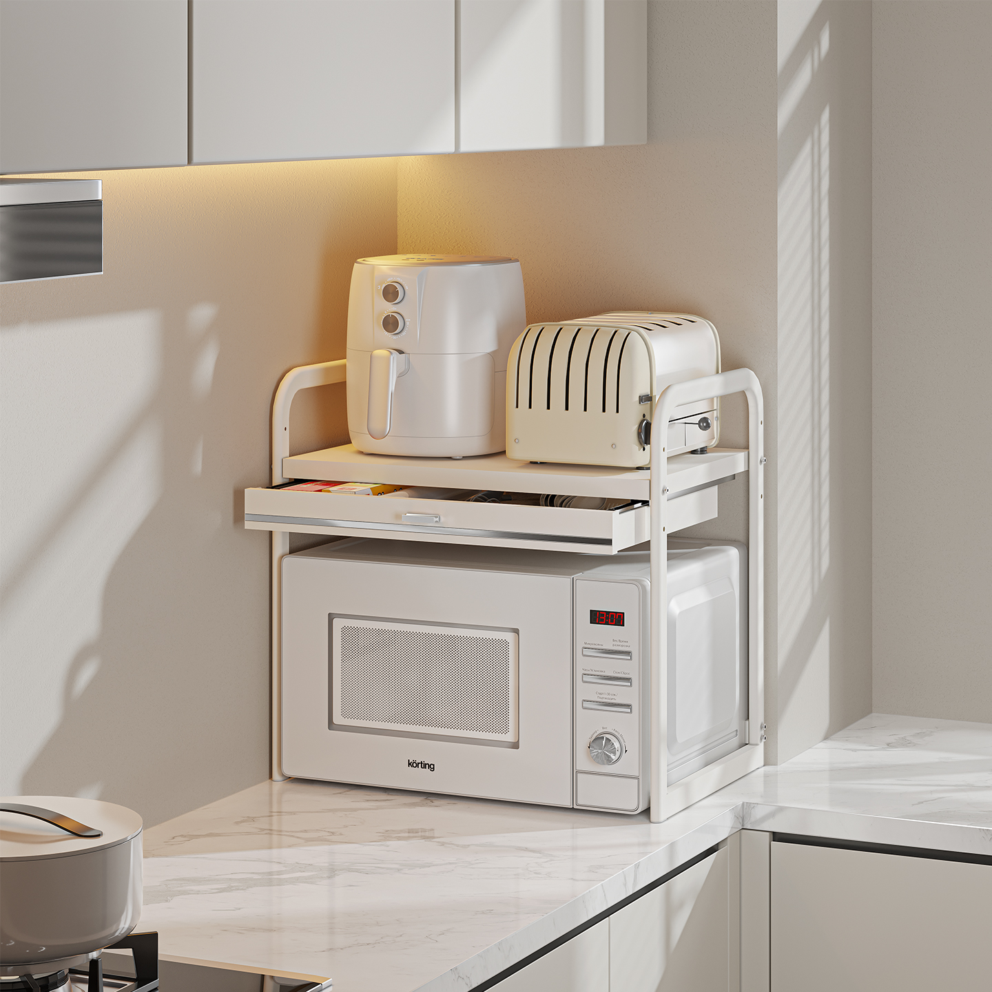 新升级分层厨房台面微波炉置物架