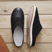 布语堂本草布鞋 老北京手工缝制黑色透气真皮拖鞋 2025夏季 男女同款