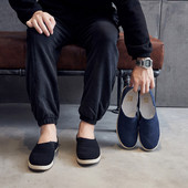 布语堂本草布鞋 单鞋 手工秋季 老北京男中老年透气一脚蹬休闲爸爸鞋