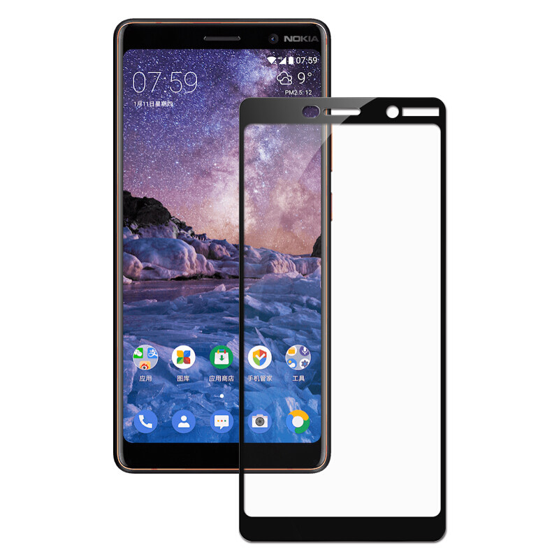 诺基亚x7钢化膜全屏覆盖 诺基亚7/7plus高清玻璃防爆保护膜抗指纹