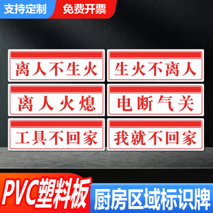 厨房重地禁止吸烟闲人免进下班必须关煤气标识牌餐厅食堂保持卫生离人火熄电断气关厨房标识贴明厨亮灶欢迎