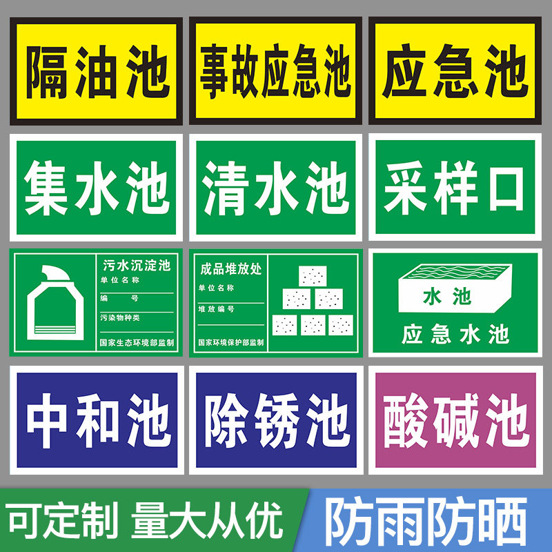 事故应急池污水收集处理池标识牌管理制度消防化粪池中和采样检测口