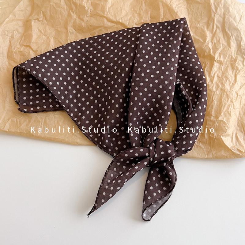 深咖波点小方巾丝巾女三角包头防晒护颈围脖子扎头发带纱巾薄围巾,服饰配件/皮带/帽子/围巾,围巾/丝巾/披肩,淘宝优惠券,粉丝福利购,淘宝优惠卷