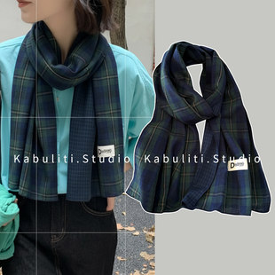 全棉纯棉小长条细窄丝巾女复古护颈围脖子搭配大衣领巾纱巾薄围巾