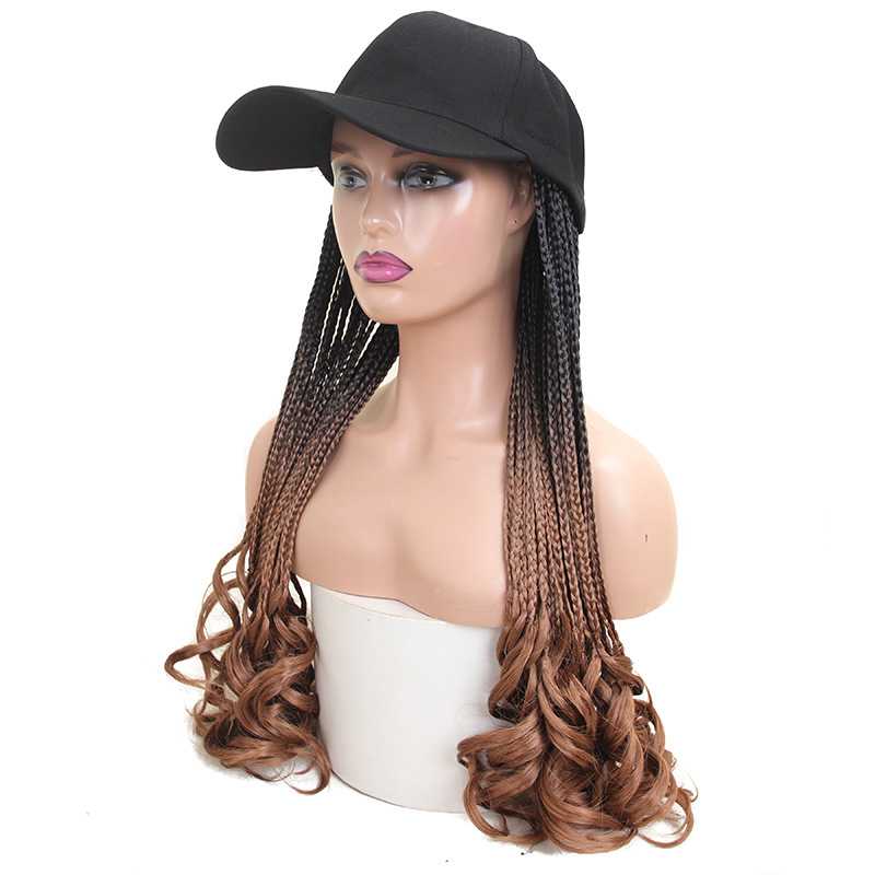 新款直销外贸帽子假发 加大头围一体式脏辫散尾三股辫帽子假发 大