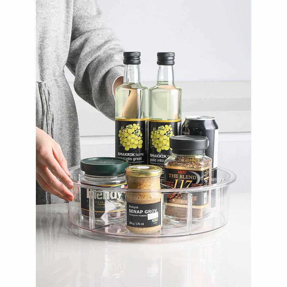 新款直销xyt冰箱旋转收纳盘多功能橱柜分格整理盒吊柜护肤瓶罐小