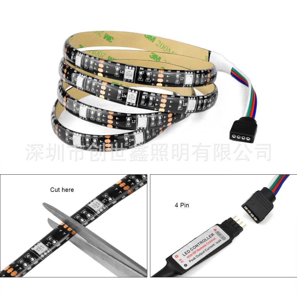 新款直销现货 5050USB灯带 30灯黑板 RF遥控TV电视 RGB七彩背景墙