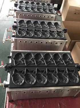 新款直销燃气鲷鱼烧机器六孔台湾五谷鱼机夹馅韩式小鱼饼小吃设备