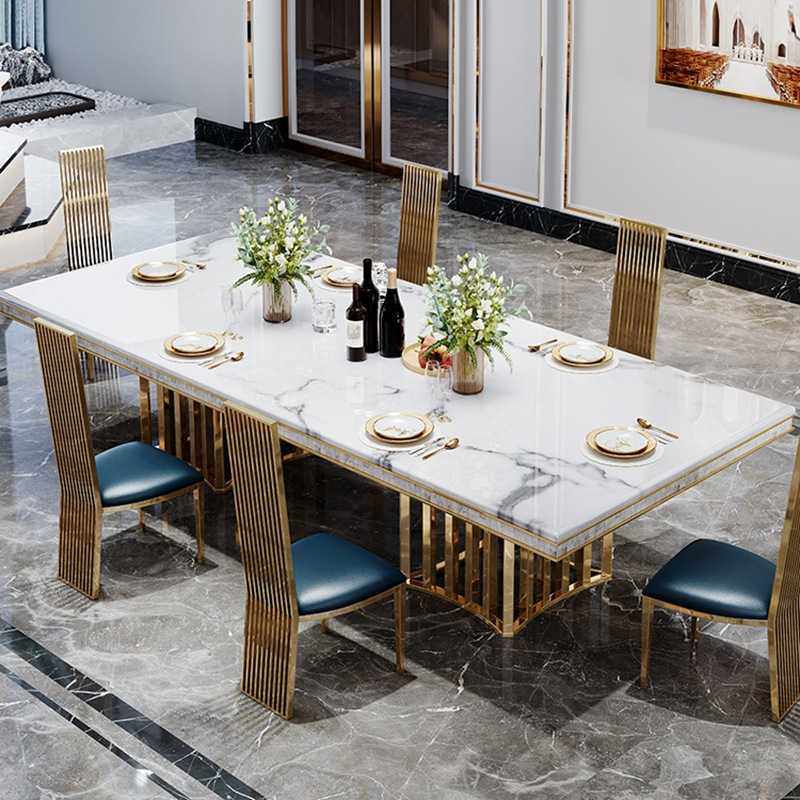 新款直销港式不锈钢大理石餐桌椅组合后现代别墅高端天然贝壳桌子,住宅家具,岩板餐桌,淘宝优惠券,粉丝福利购,淘宝优惠卷