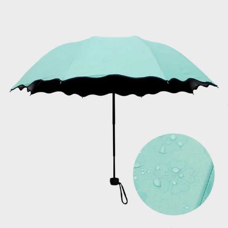 新款直销创意遇水开花伞折叠太阳伞户外遮阳三折黑胶防晒晴雨伞定
