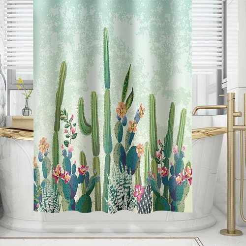 新款直销跨境植物数码印花浴帘 涤纶防水淋浴挂帘 花型多样可来图