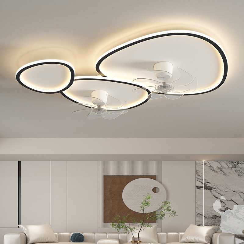 新款直销客厅风扇灯2025新款全光谱护眼大厅灯鹅卵石组合卧室灯智