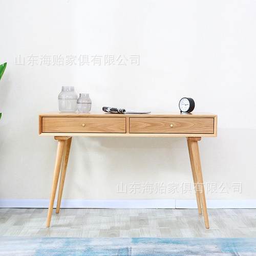 新款直销实木书桌北欧橡木带抽屉电脑桌日式简约写字台办公桌学生