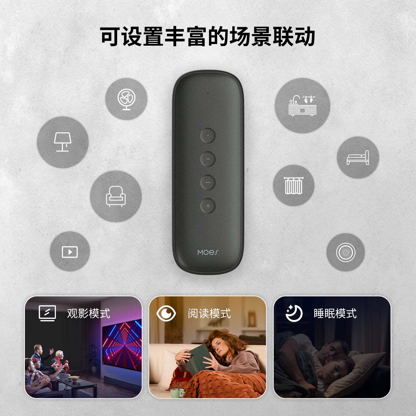 新款直销zigbee涂鸦智能家居4键场景开关定时智能开关无线遥控情