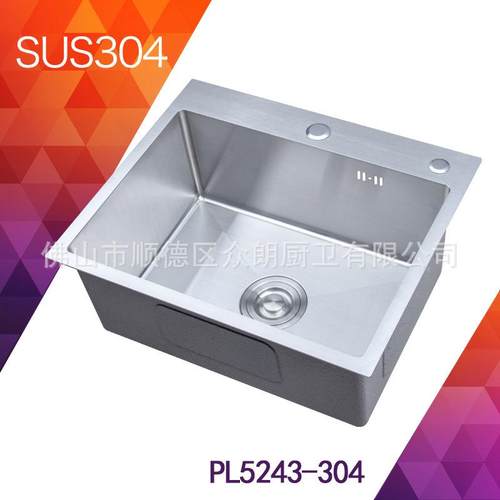 新款直销304不锈钢手工盆单盆厚边厨房洗菜盆台上拉丝水槽小单槽5
