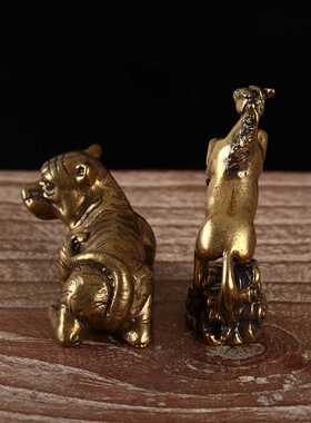 新款直销黄铜做旧骏马桌面摆件生肖虎铜马转运马到成功摆饰文玩老