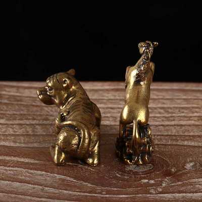 新款直销黄铜做旧骏马桌面摆件生肖虎铜马转运马到成功摆饰文玩老