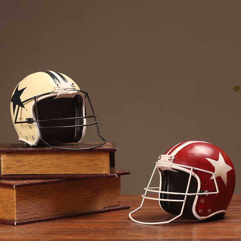 新款直销复古美式橄榄棒球帽创意摆件设做旧道具头盔模型家居橱窗,家居饰品,桌面摆件,淘宝优惠券,粉丝福利购,淘宝优惠卷