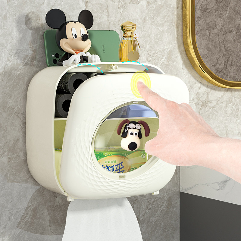 化妆室纸巾盒壁挂式厕所卷筒卫生纸筒盒卫生纸放置盒洗脸巾收纳盒