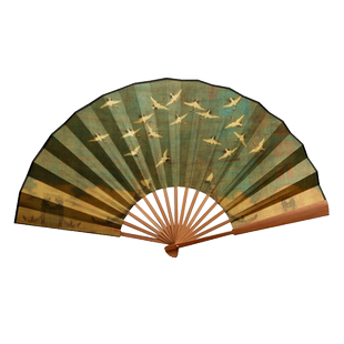 赴山海同款瑞鹤图古风宣纸折扇定制女中国风扇子男生绢布汉服扇子