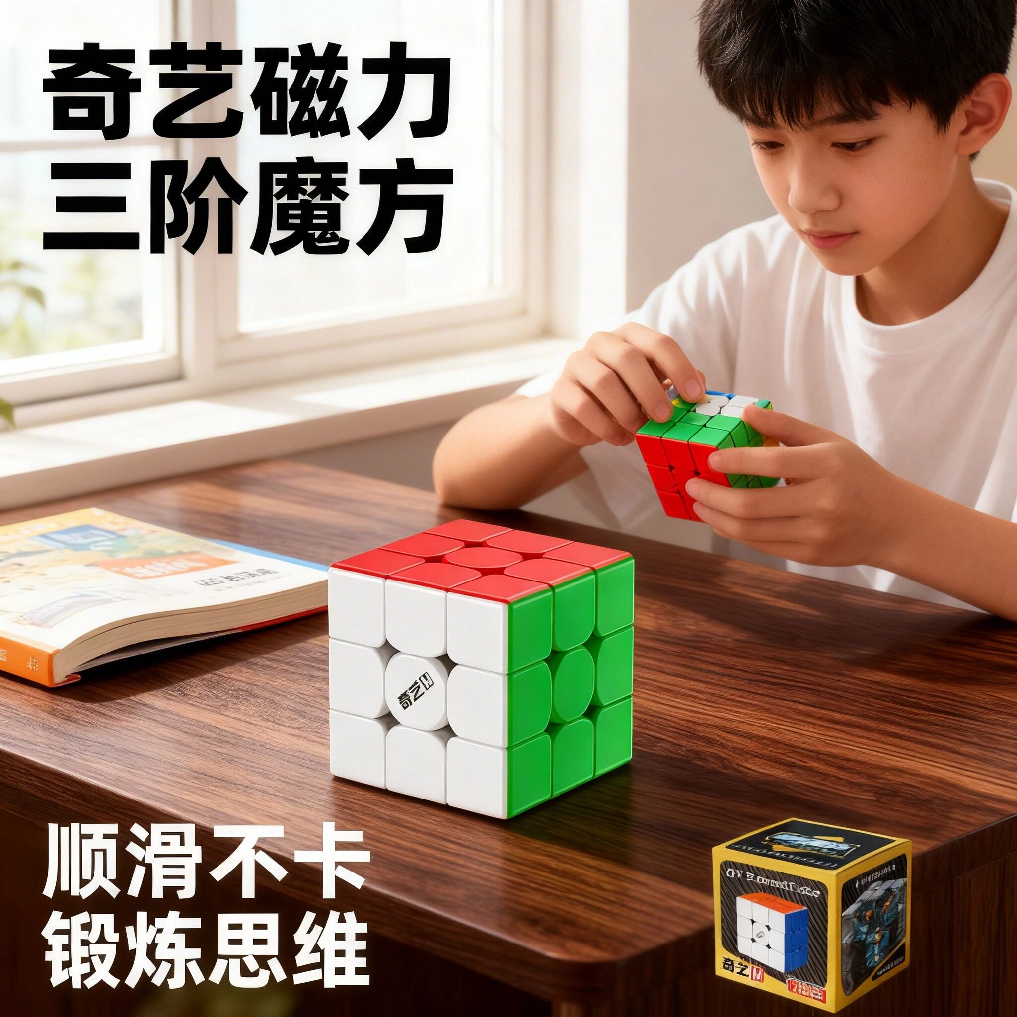 奇艺M钻面磁力竞速魔方套装图片