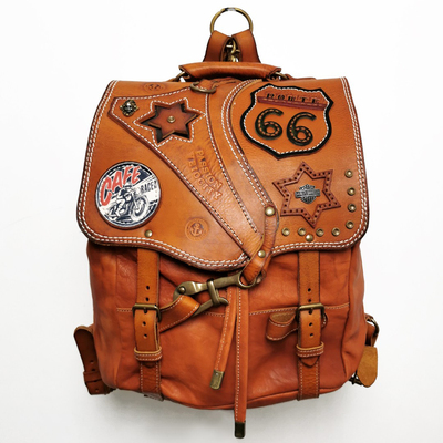 牛皮男包纯手工机车骑士