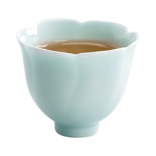 叁旬 影青花瓣杯陶瓷小茶杯功夫茶具品茗杯个人杯单杯简约主人杯