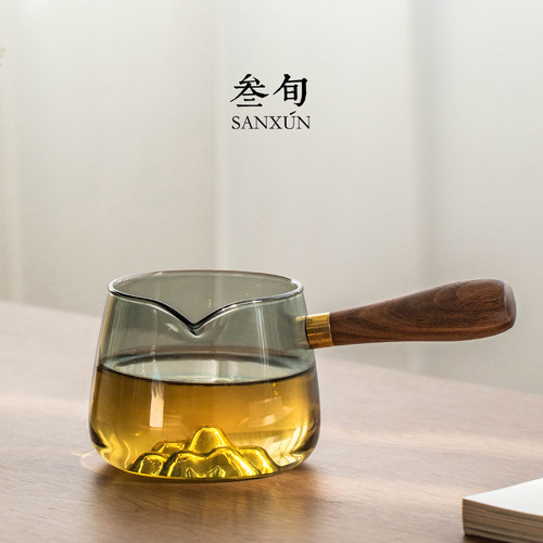 叁旬远山侧把公道杯茶具