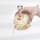 叁旬知锦陶瓷泡茶壶单个盖碗茶杯大号不烫手抓壶家用茶具轻奢高档