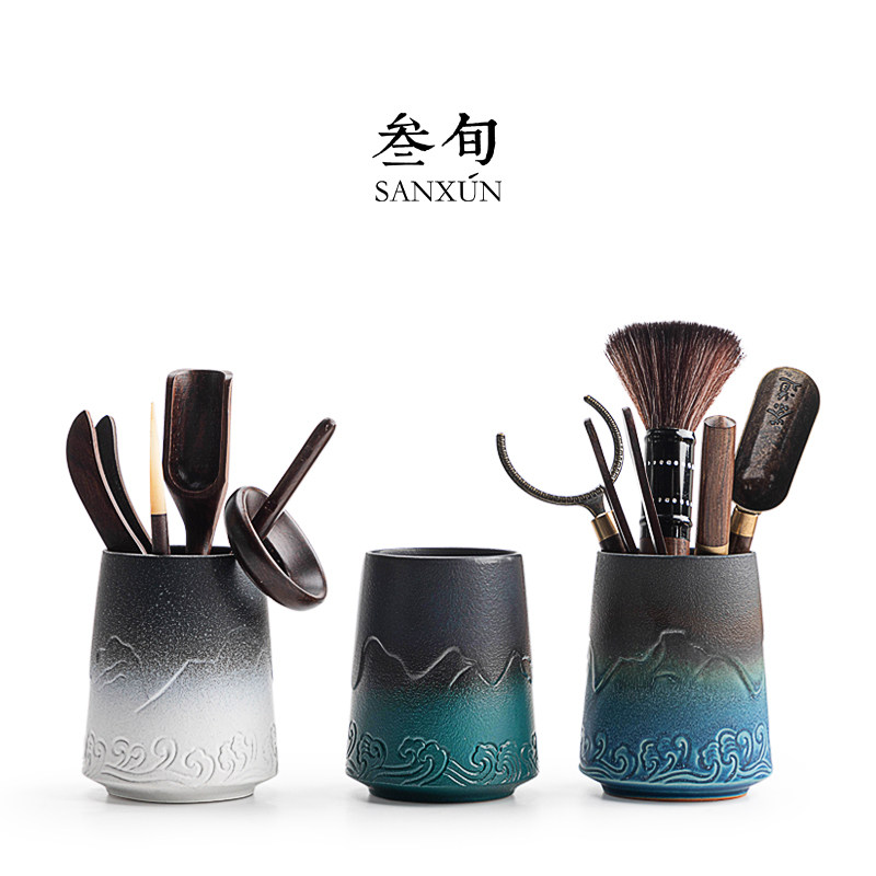 山海观茶道六君子 手工茶道工具组 中式造型茶具 家用泡茶工具组