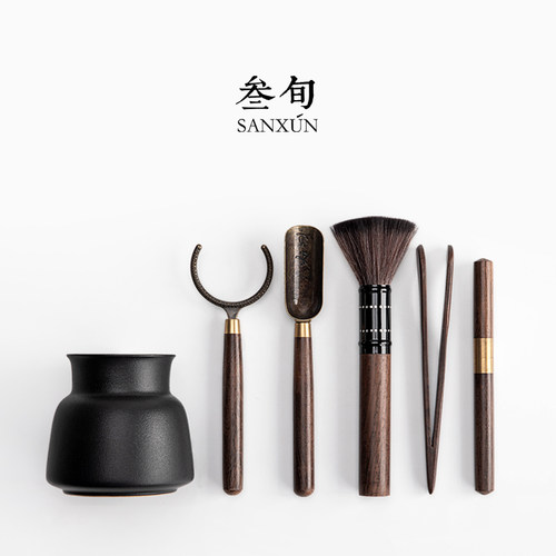 黑檀木家用六君子叁旬茶道