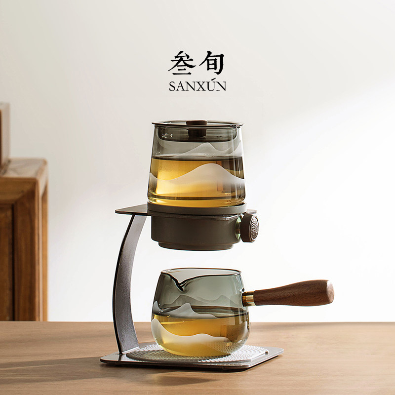 叁旬无争玻璃自动懒人泡茶神器家用功夫茶具喝茶单壶高档2024新款