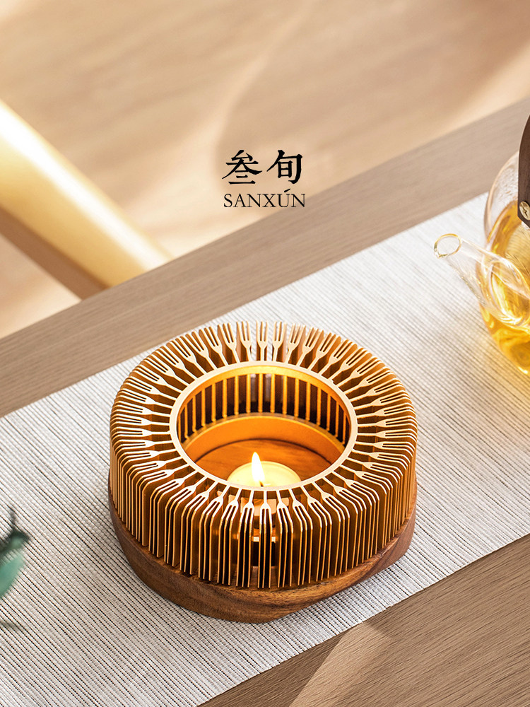 叁旬百叶温茶炉蜡烛小火炉围炉煮茶保温底座家用加热暖茶器温茶器