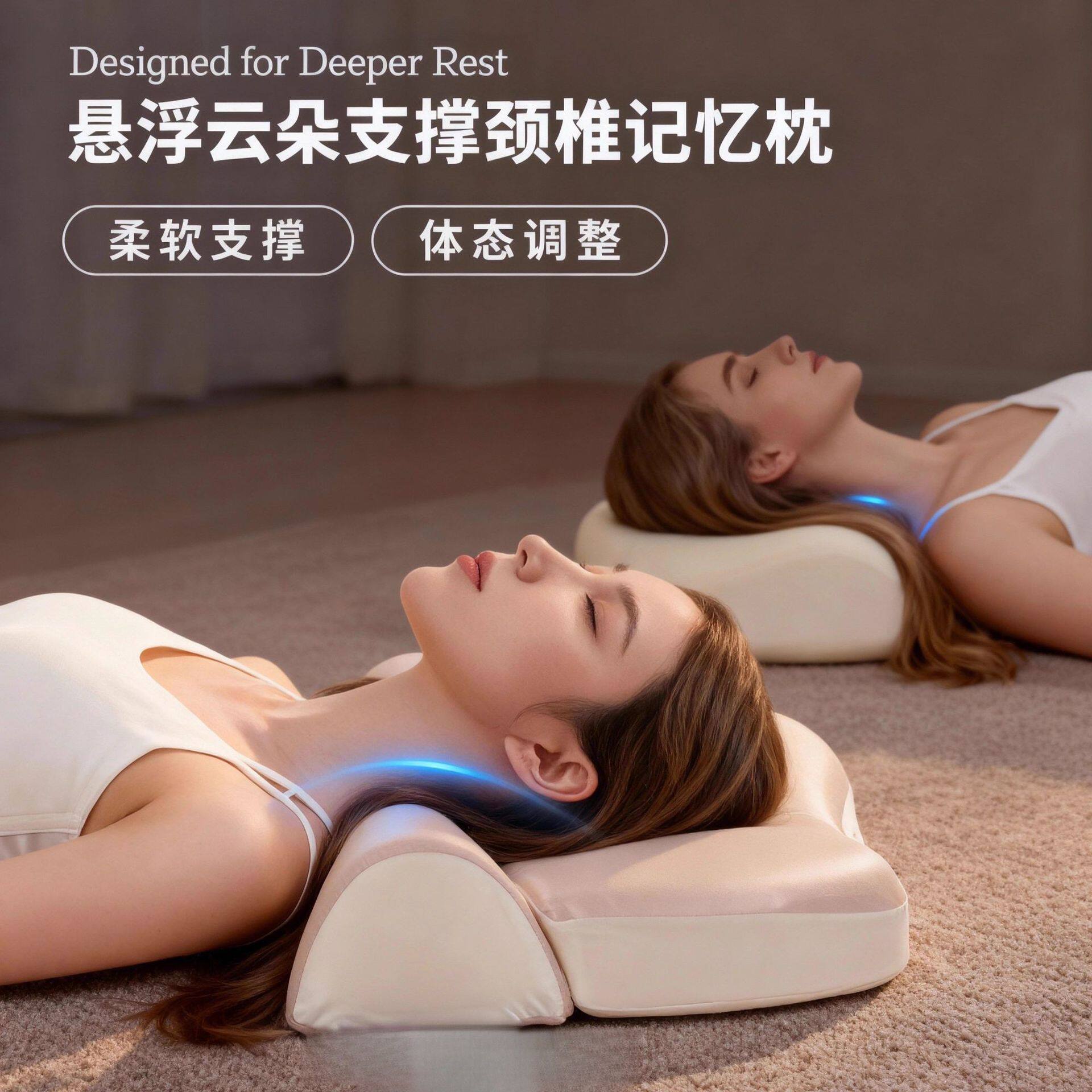 深睡零压记忆棉枕颈椎牵引二合一护颈椎家用成人枕芯助睡眠牵引枕