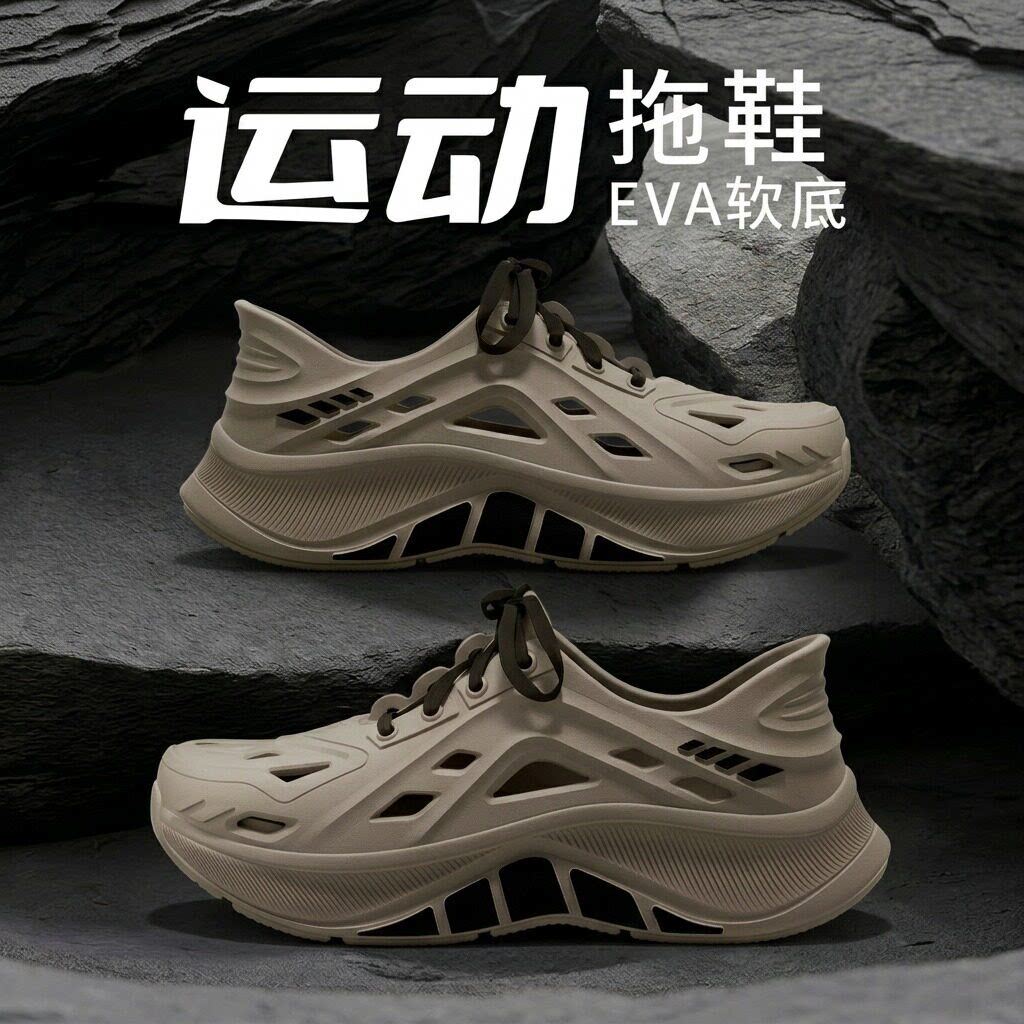 ECAC运动拖鞋男士夏季外穿防滑包跟速干透气溯溪钓鱼开车洞洞凉鞋